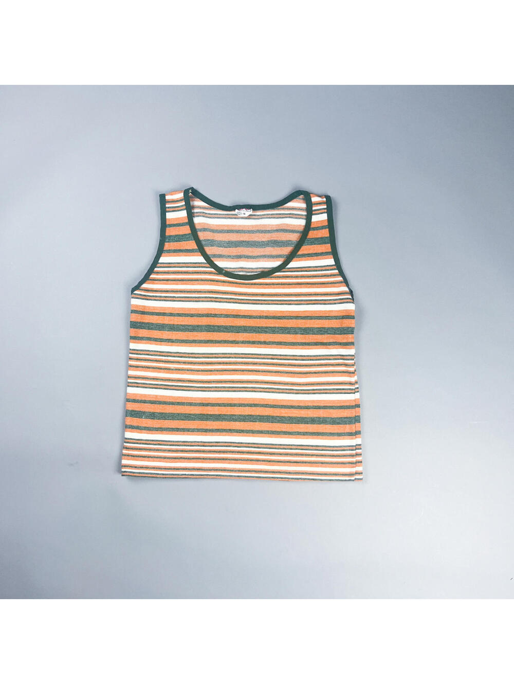Vintage 70's Striped Women's Tank Top, Orange, Green & White